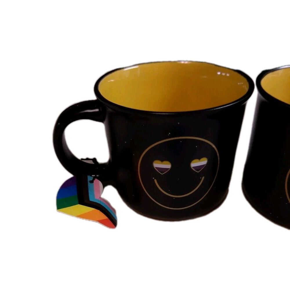 NWT Sheffield Home "Be You" Pride Mug Set of 2 Non-Binary Heart Eyes Smiley Face - Picture 3 of 16